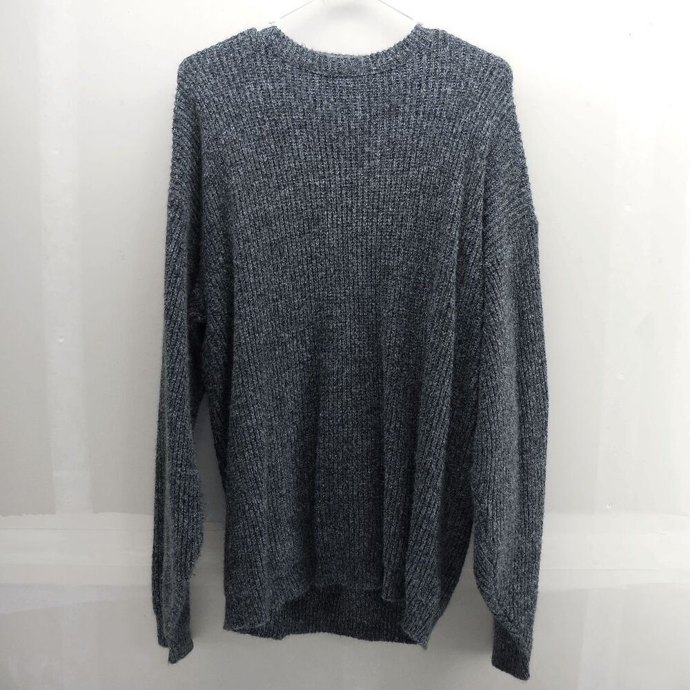 Vintage Le Tigre Mens Cable Knit Acrylic‎ Sweater Made in USA Size Large Gray